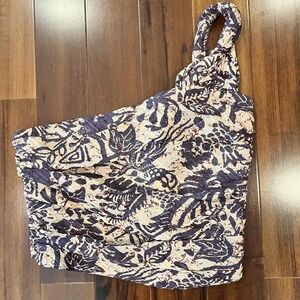 ZARA Purple Printed Top One Shoulder Tank Sleeveless Ruched Pattern Boho Size S